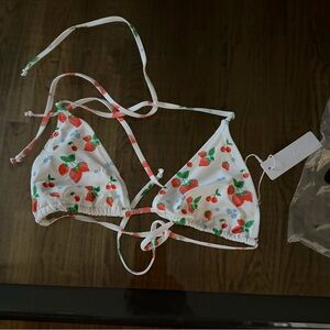 Strawberry Print Triangle Bikini Top
